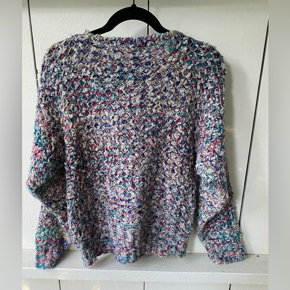 Vintage Loubella Colorful Chunky Popcorn 
Whimsical Knit Sweater; Size: Medium - Picture 5 of 6